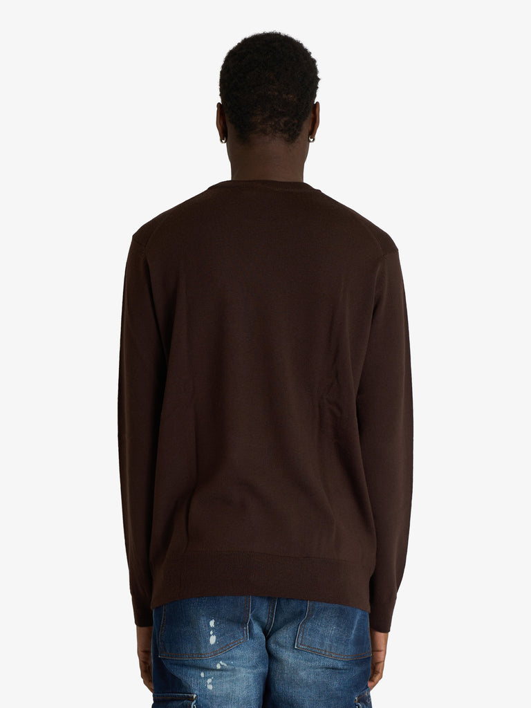 LACOSTE maglia pullover in misto lana uomo marrone
