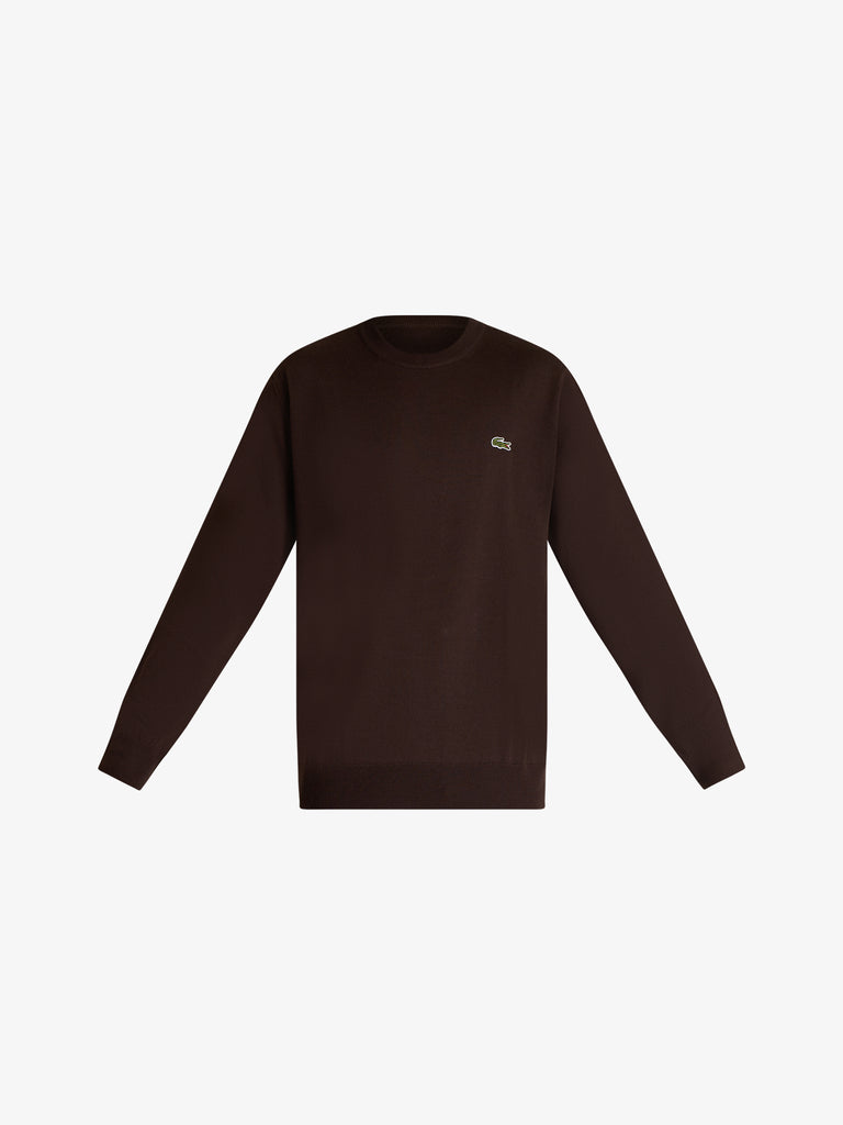 LACOSTE maglia pullover in misto lana uomo marrone