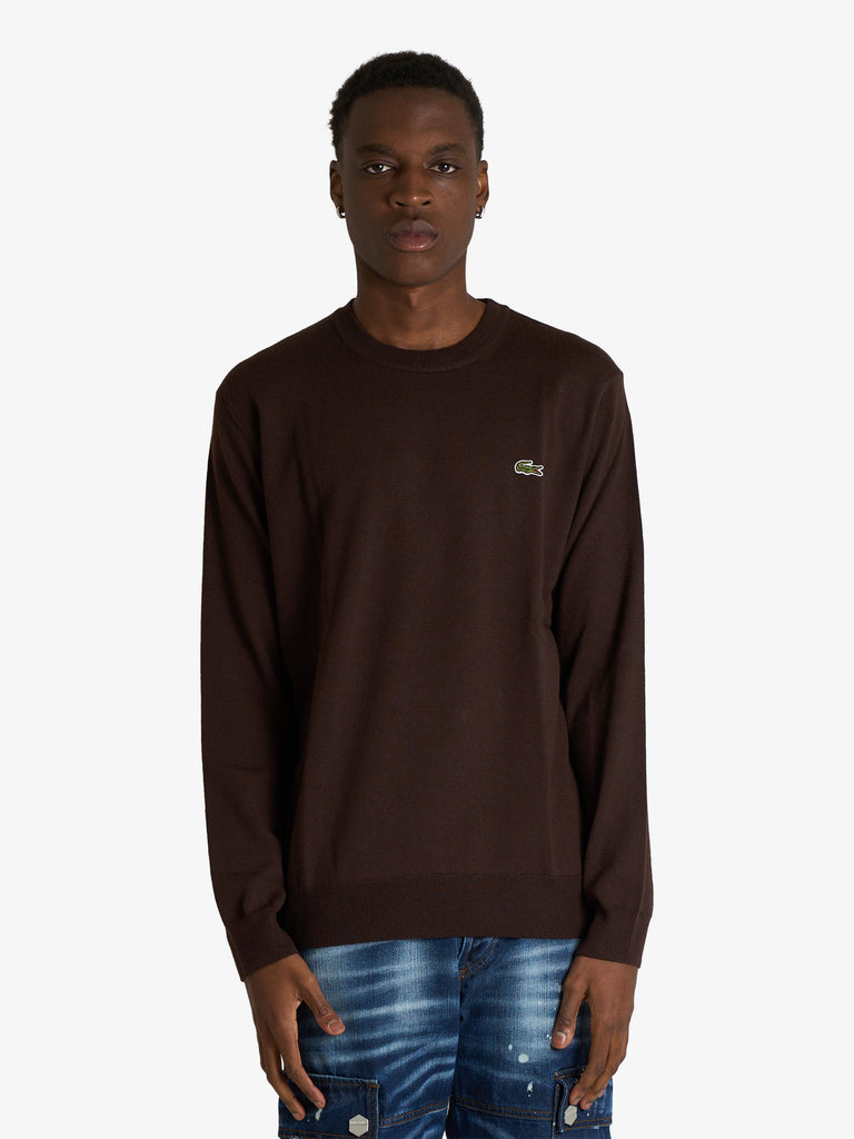LACOSTE maglia pullover in misto lana uomo marrone