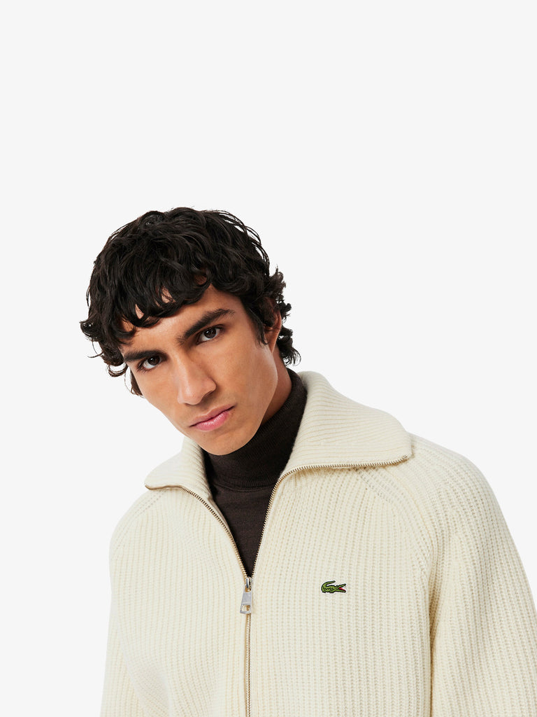 LACOSTE maglia a maniche lunghe con collo alto uomo panna