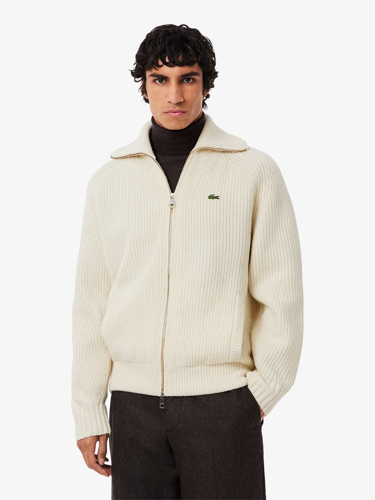 LACOSTE maglia a maniche lunghe con collo alto uomo panna