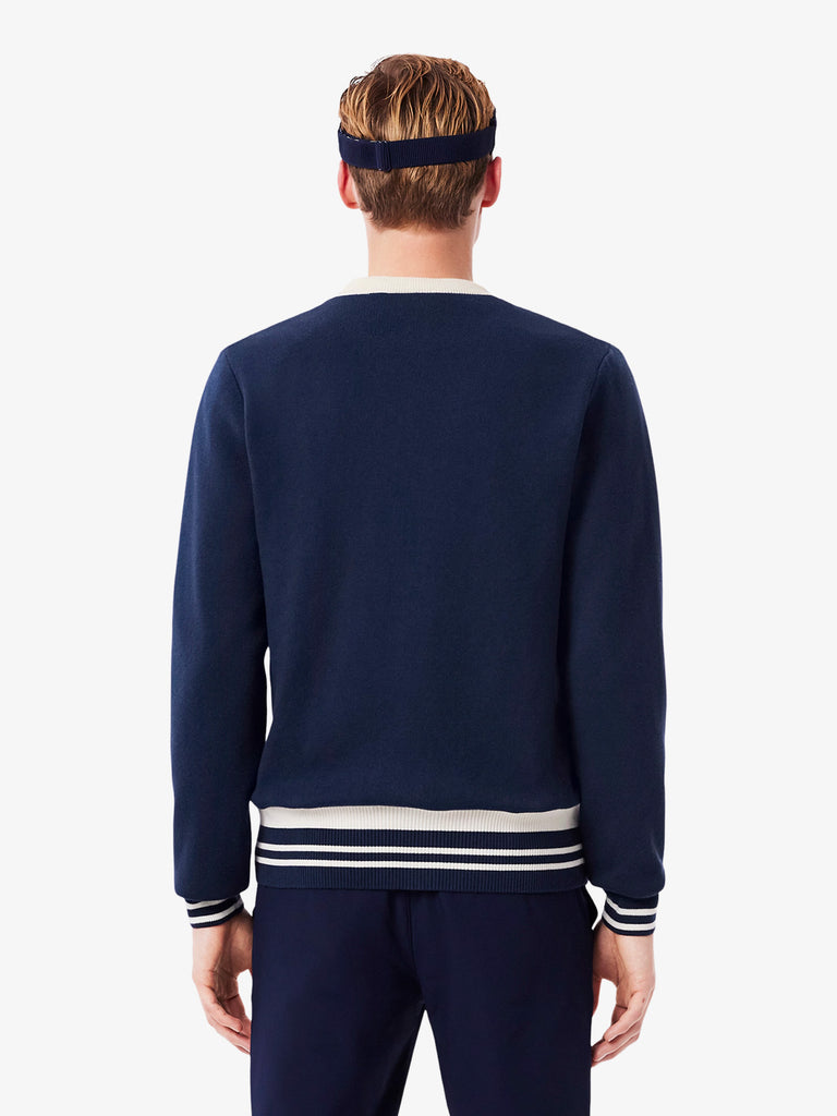 LACOSTE cardigan antivento da golf uomo blu cotone