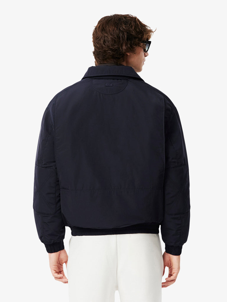 LACOSTE giubbotto aviator con marchio impermeabile uomo blu