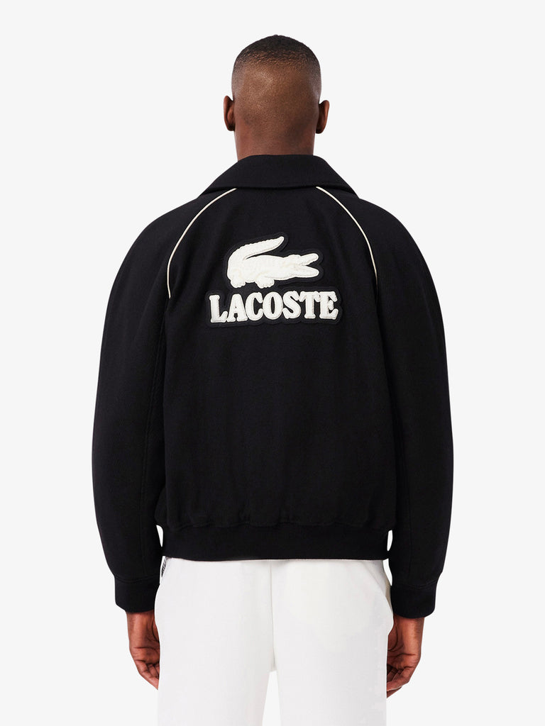 LACOSTE giacca varsity con marchio uomo nero lana