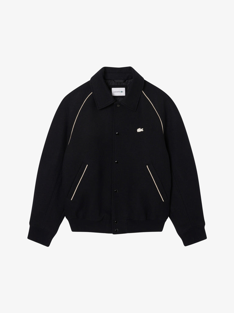 LACOSTE giacca varsity con marchio uomo nero lana