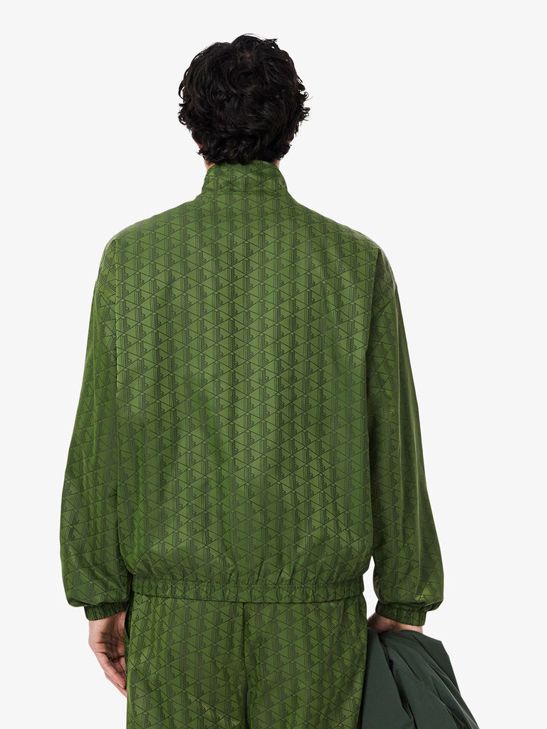 LACOSTE felpa girocollo con monogramma uomo verde