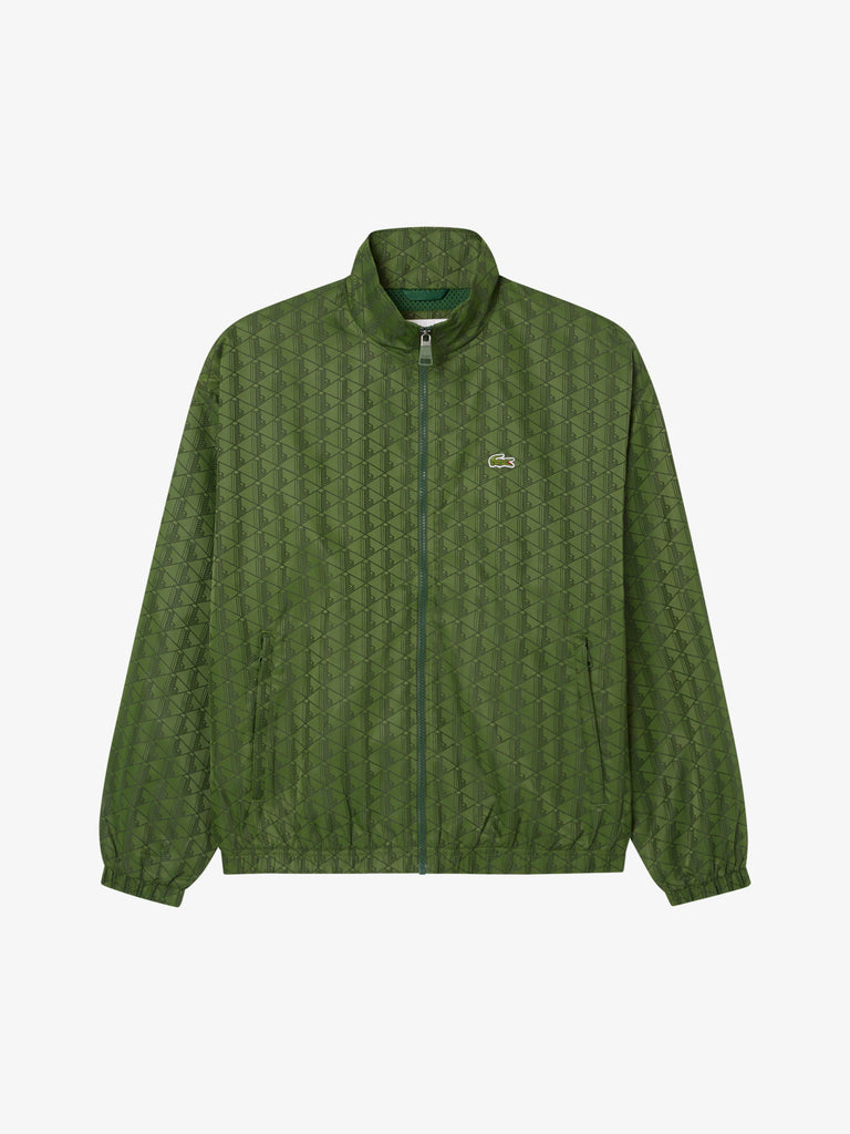 LACOSTE felpa girocollo con monogramma uomo verde