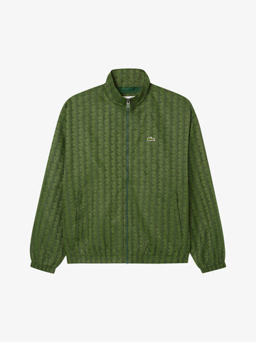 LACOSTE felpa girocollo con monogramma uomo verde