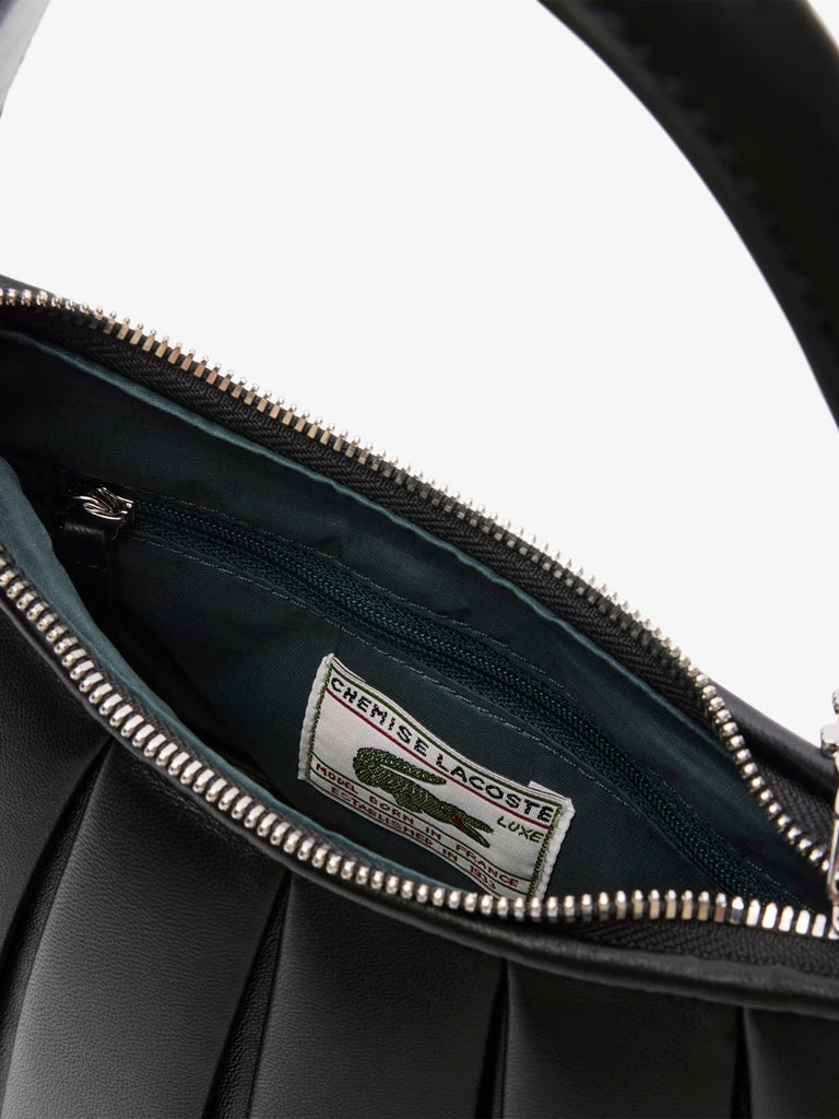 LACOSTE borsa a mano lenglen della sfilata pelle nero