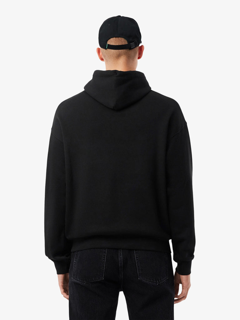 LACOSTE felpa con cappuccio ricamata uomo nero cotone