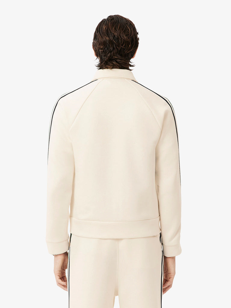 LACOSTE felpa girocollo con zip made in france uomo panna cotone