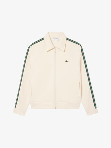 LACOSTE felpa girocollo con zip made in france uomo panna cotone