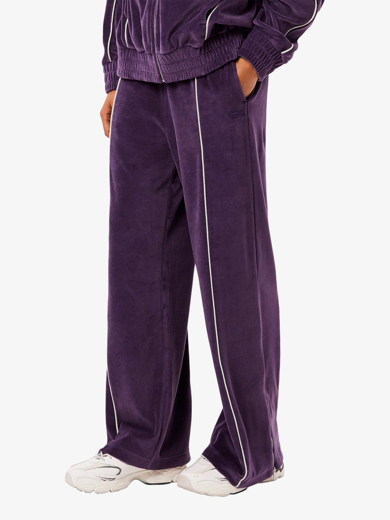 LACOSTE joggers in velluto con bordo donna viola