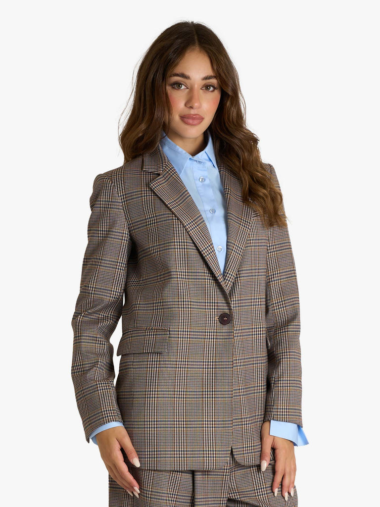 MERCI blazer monopetto a quadri donna grigio