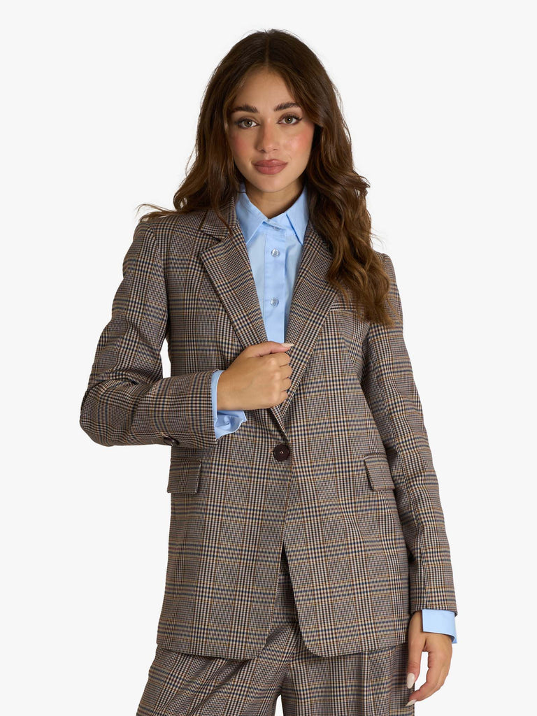 MERCI blazer monopetto a quadri donna grigio