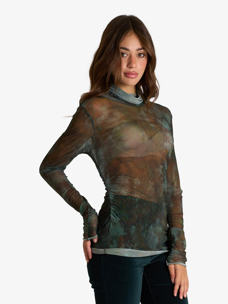 MERCI maglia a maniche lunghe mam con stampa donna verde