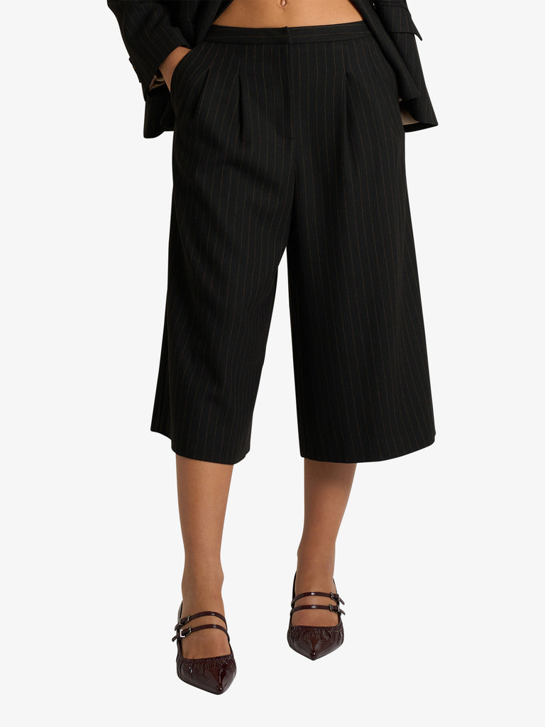 MERCI pantalone gessato donna nero viscosa