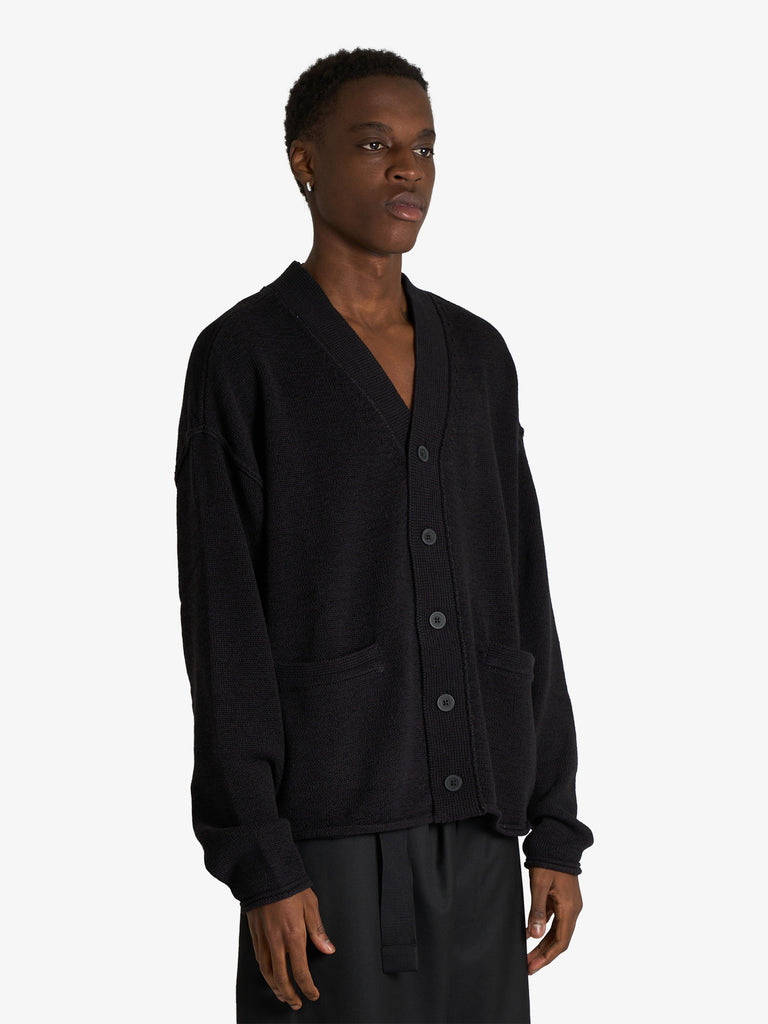 NEW AMSTERDAM cardigan con logo uomo nero cotone