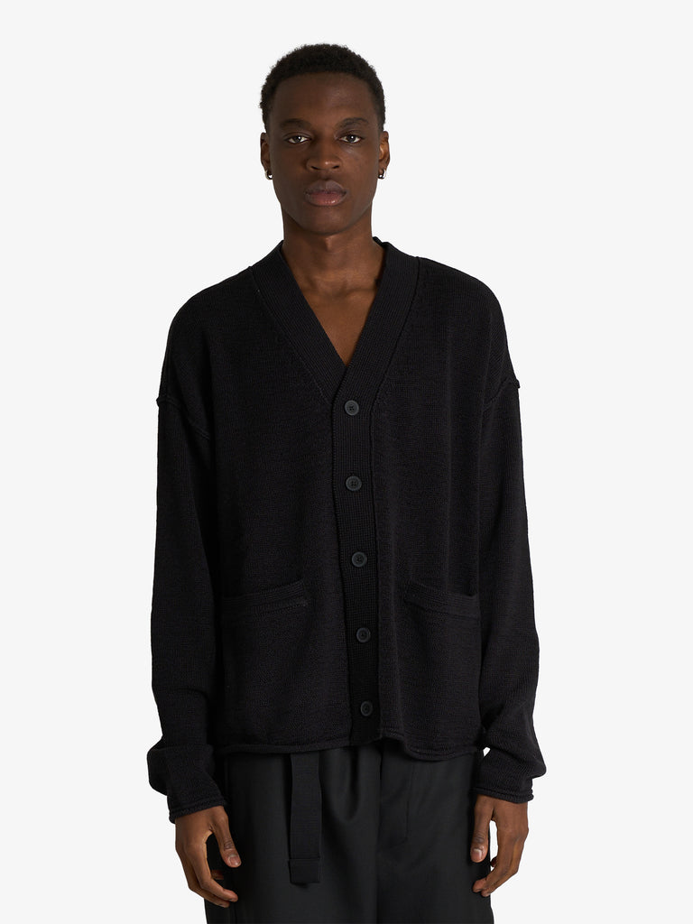 NEW AMSTERDAM cardigan con logo uomo nero cotone