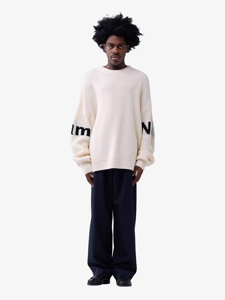 NEW AMSTERDAM maglia a maniche lunghe name crew uomo beige
