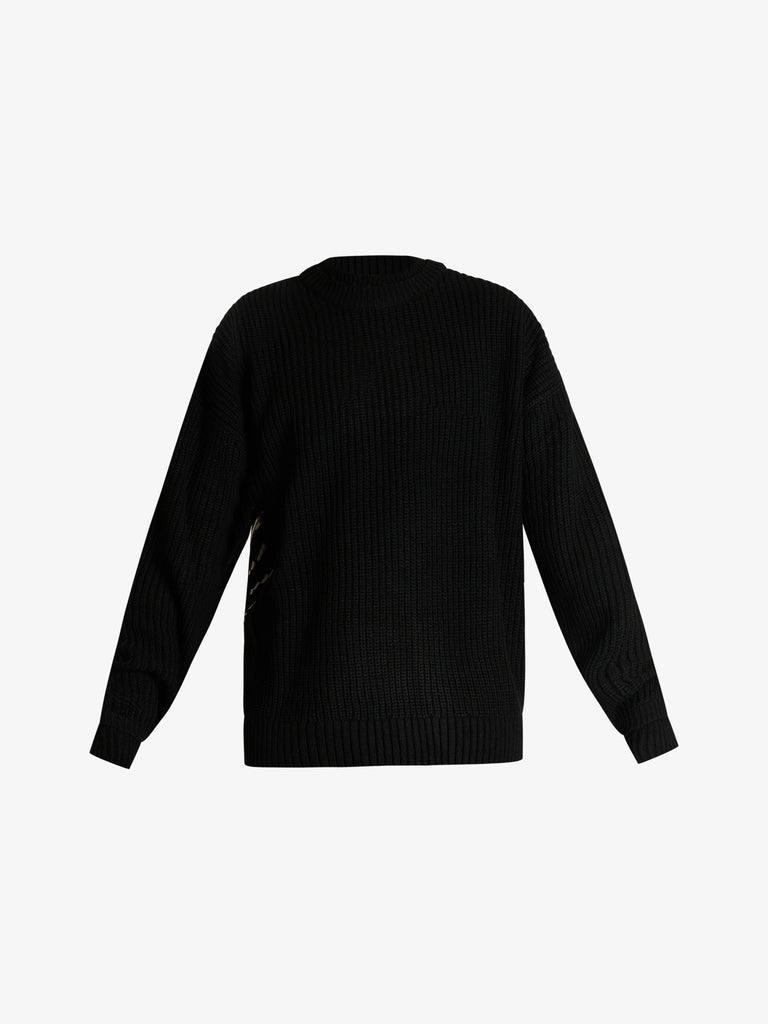 NEW AMSTERDAM maglia logo e bordo grezzo uomo nero