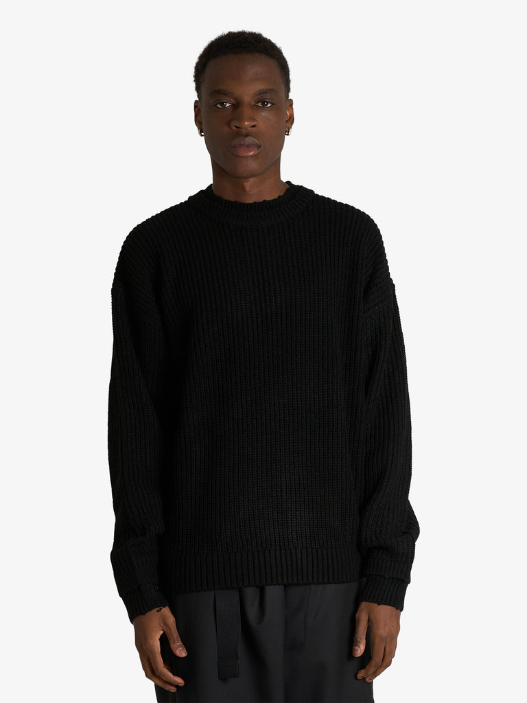 NEW AMSTERDAM maglia logo e bordo grezzo uomo nero