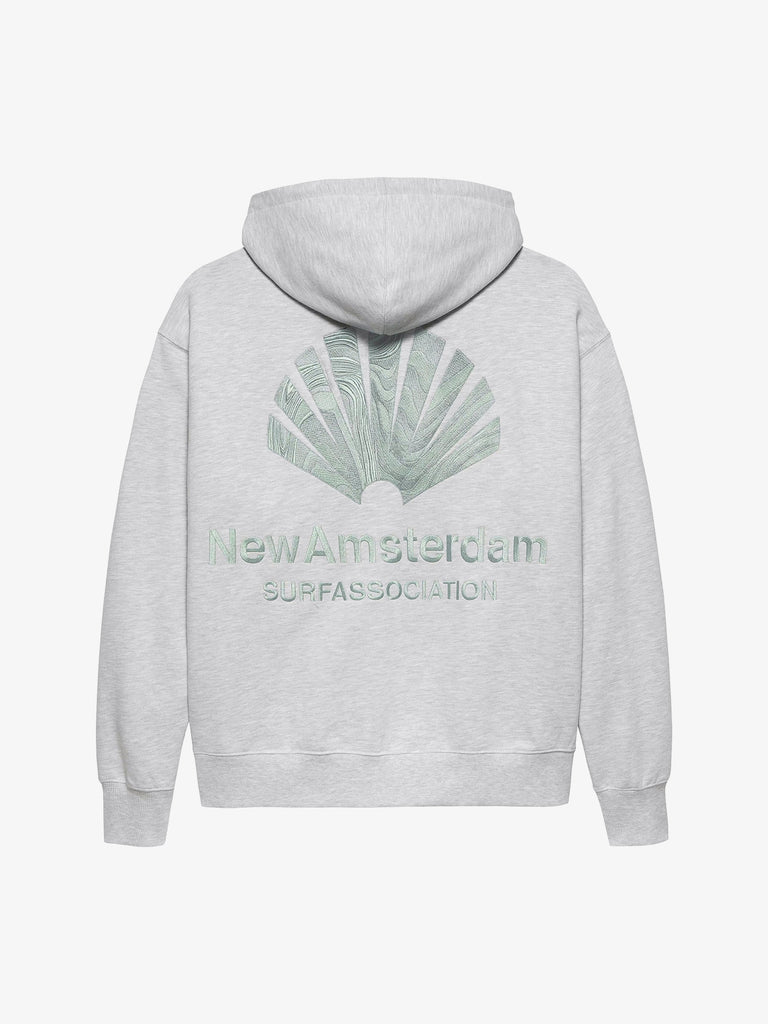 NEW AMSTERDAM felpa con cappuccio con logo uomo grigio cotone
