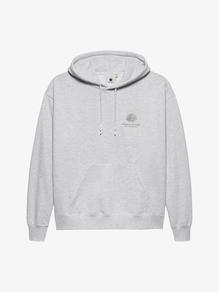 NEW AMSTERDAM felpa con cappuccio con logo uomo grigio cotone
