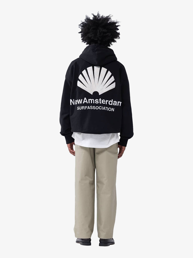 NEW AMSTERDAM felpa con cappuccio con logo uomo nero cotone