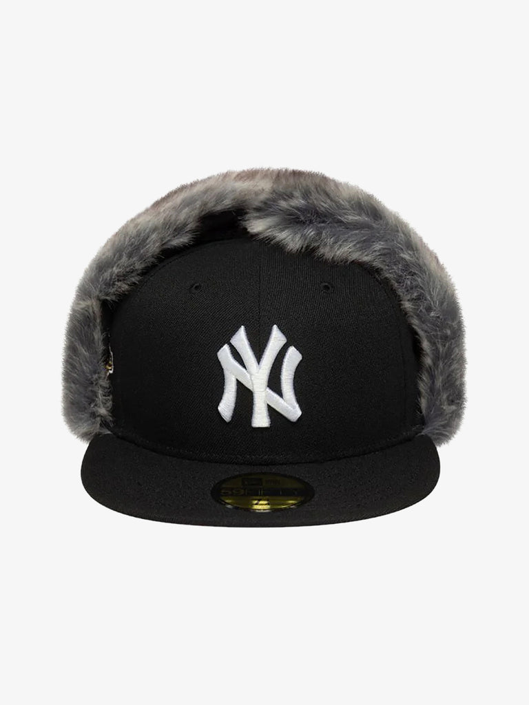 NEW ERA cappello uomo 59fifty new york yankees winter dog ear fitted nero