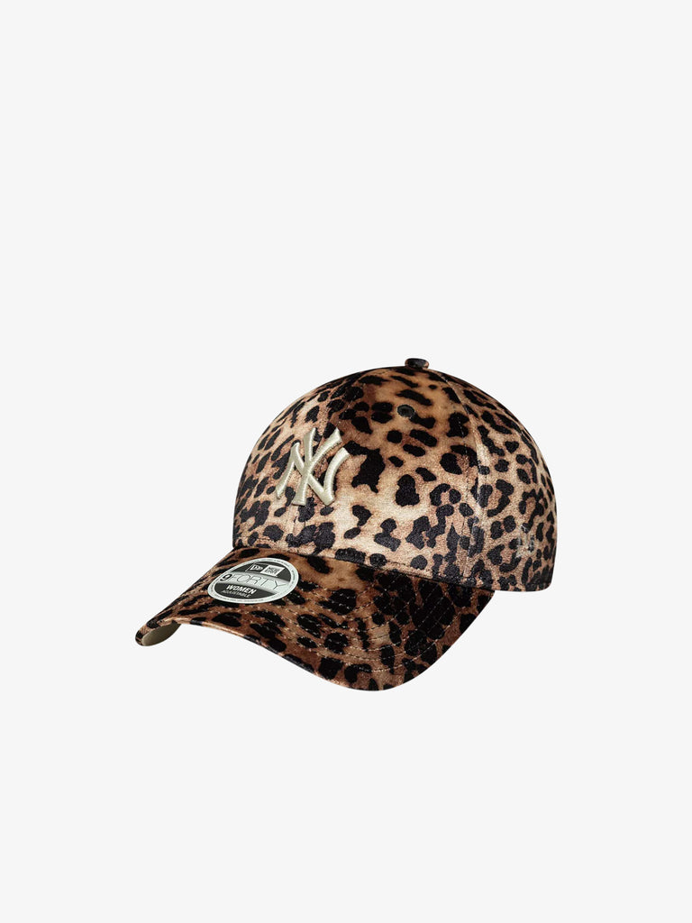 NEW ERA cappello donna 9forty new york yankees mlb leopard velluto marrone