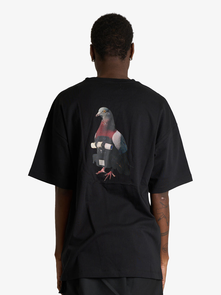 OAMC PEACEMAKER t-shirt pigeon print uomo nero cotone
