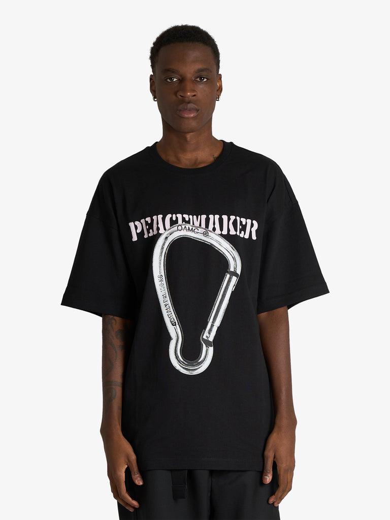 OAMC PEACEMAKER t-shirt carabinier print uomo nero cotone