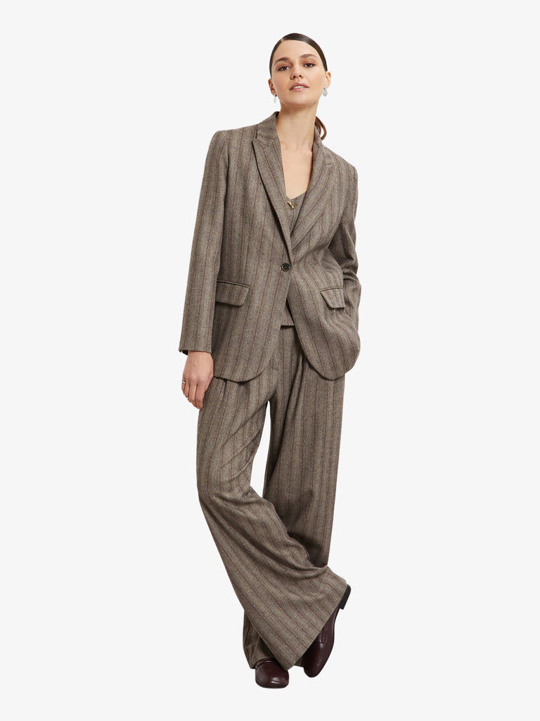 OTTOD'AME blazer giacca gessata donna marrone