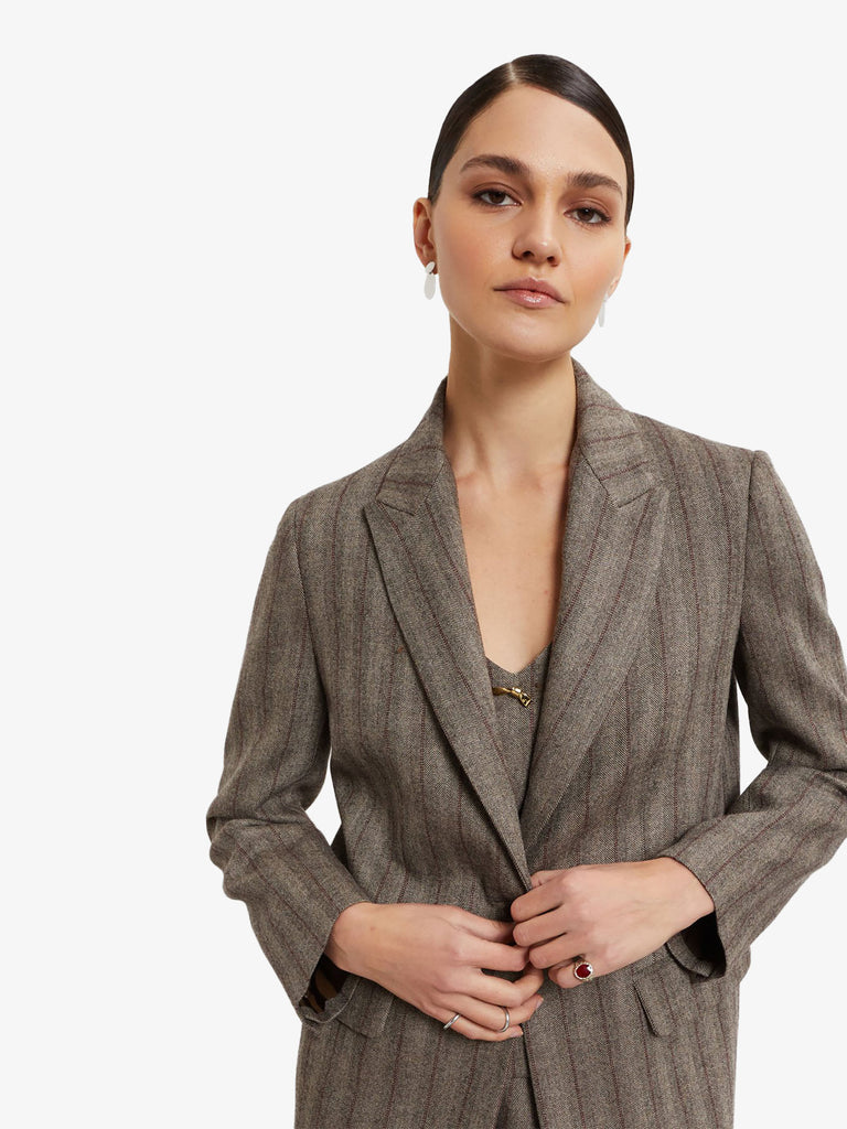 OTTOD'AME blazer giacca gessata donna marrone