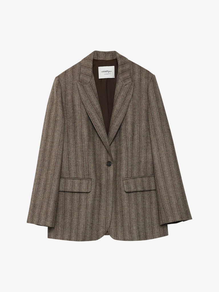 OTTOD'AME blazer giacca gessata donna marrone