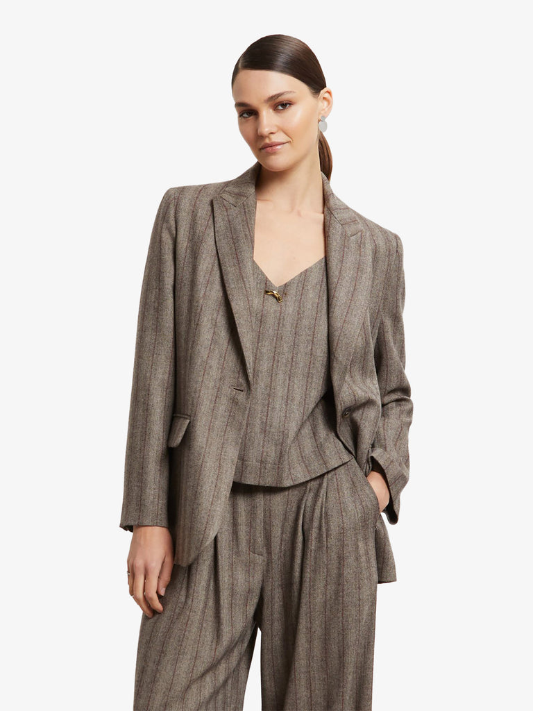 OTTOD'AME blazer giacca gessata donna marrone