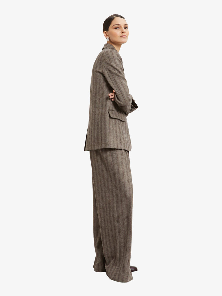 OTTOD'AME pantalone gessato donna marrone viscosa