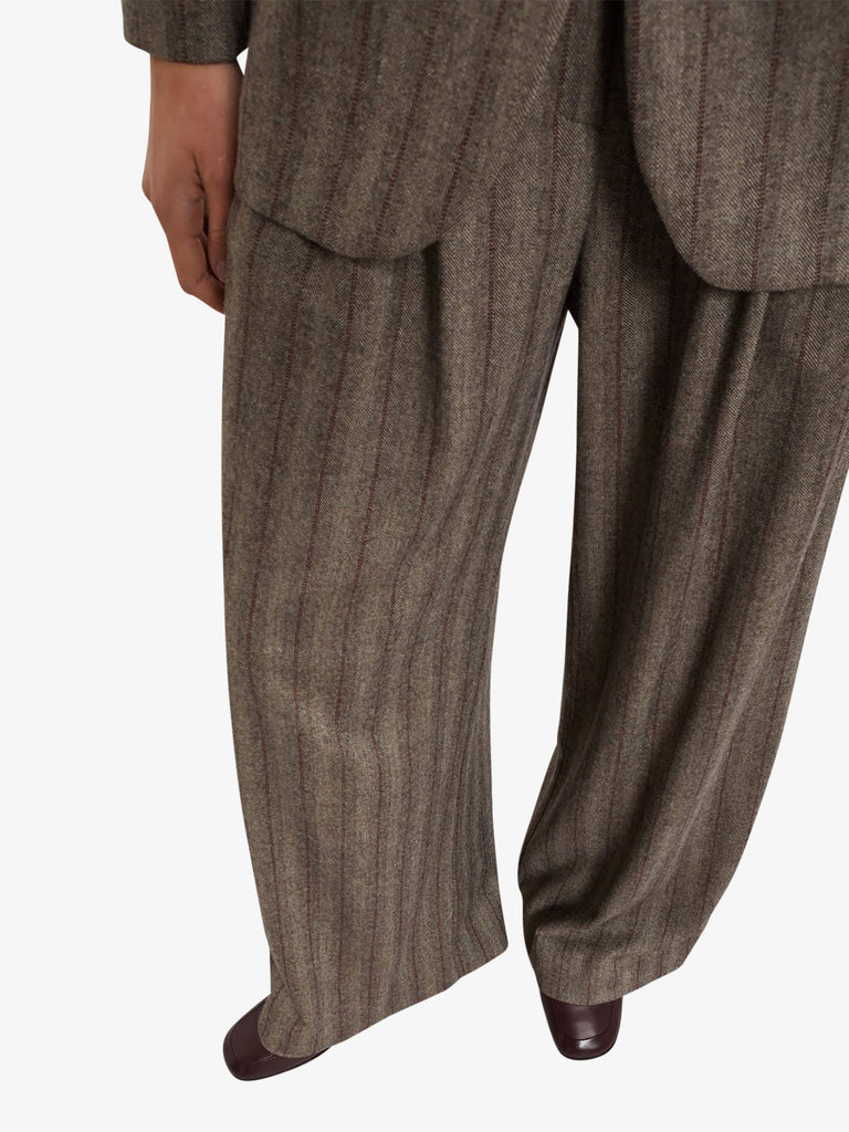 OTTOD'AME pantalone gessato donna marrone viscosa