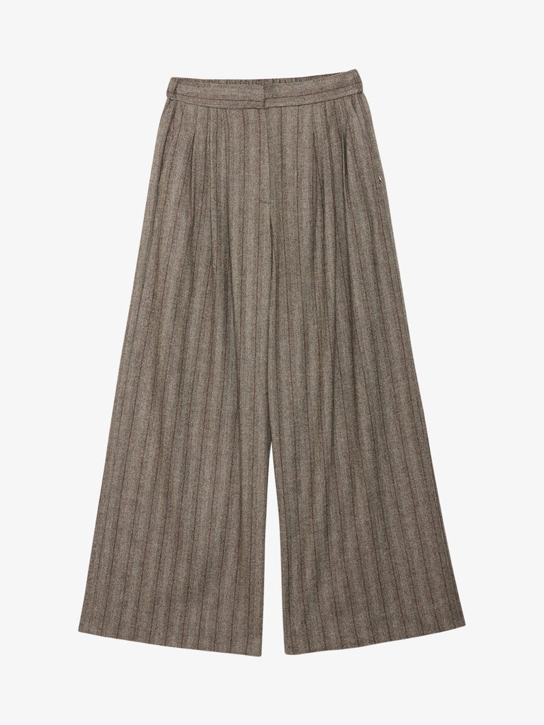 OTTOD'AME pantalone gessato donna marrone viscosa