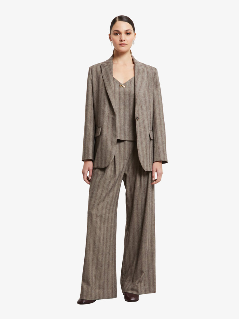 OTTOD'AME pantalone gessato donna marrone viscosa