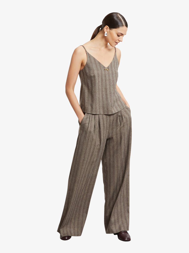 OTTOD'AME top gessato donna marrone viscosa