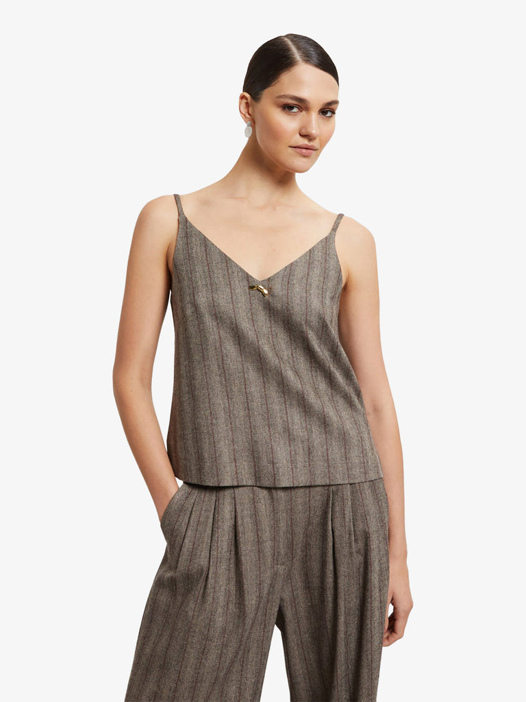 OTTOD'AME top gessato donna marrone viscosa