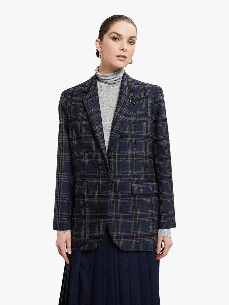 OTTOD'AME blazer giacca patchwork check donna multicolor