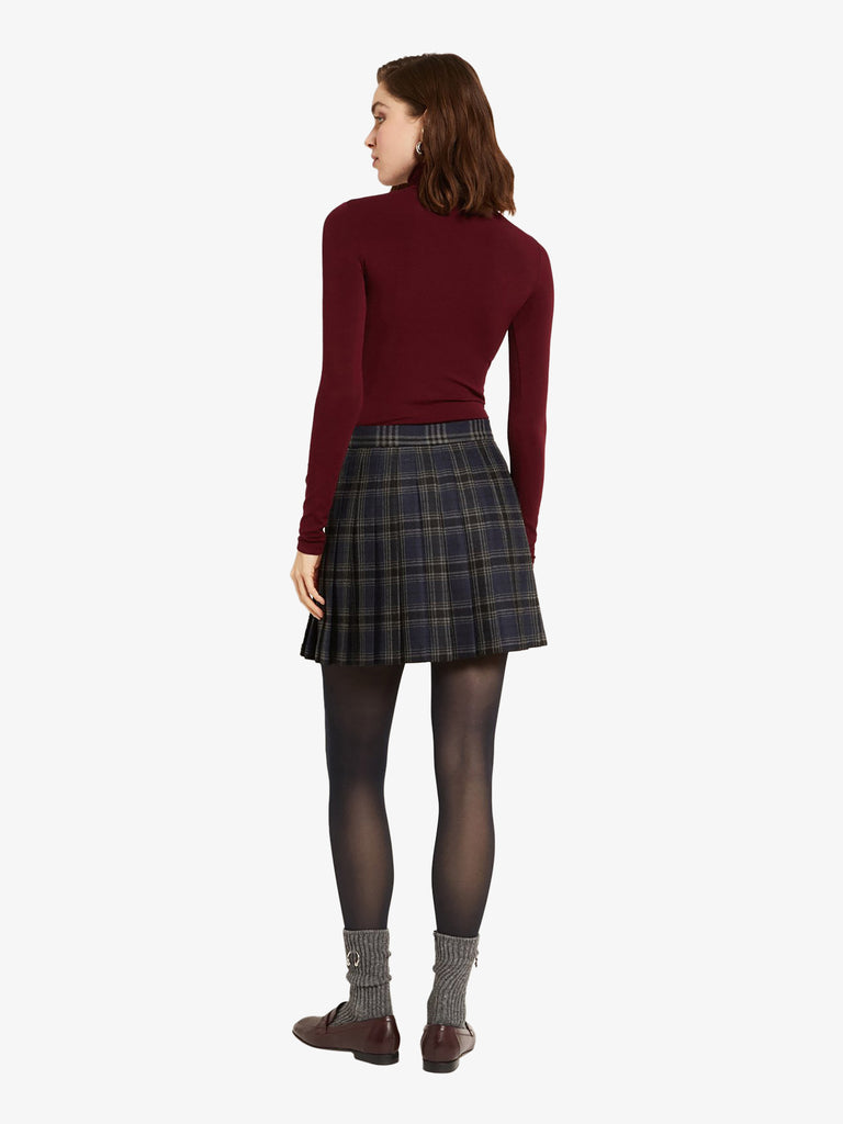 OTTOD'AME gonna corta patchwork check a pieghe donna multicolor