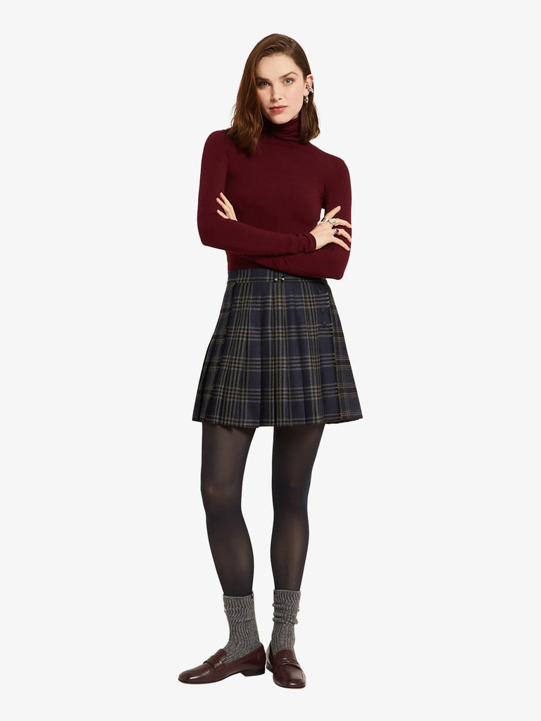 OTTOD'AME gonna corta patchwork check a pieghe donna multicolor