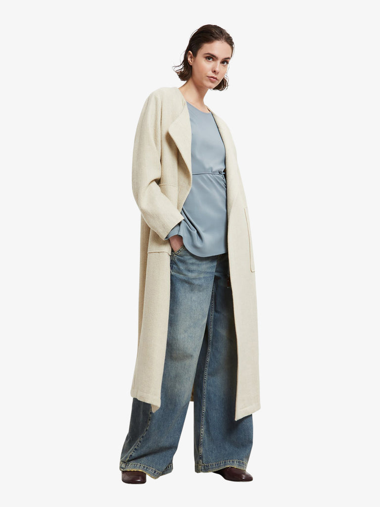 OTTOD'AME cappotto lungo donna beige lana