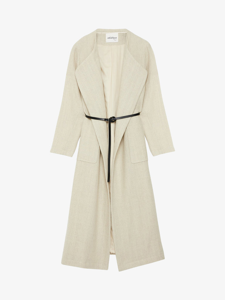OTTOD'AME cappotto lungo donna beige lana