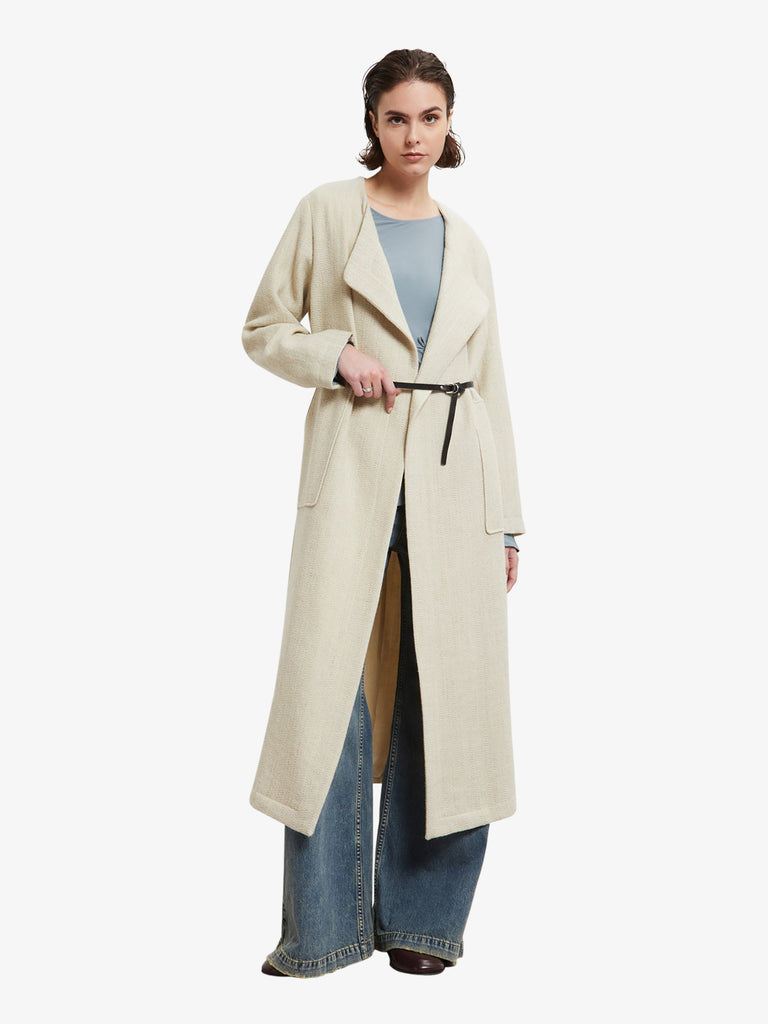 OTTOD'AME cappotto lungo donna beige lana