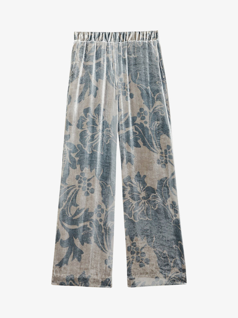 OTTOD'AME pantalone palazzo stampato donna grigio